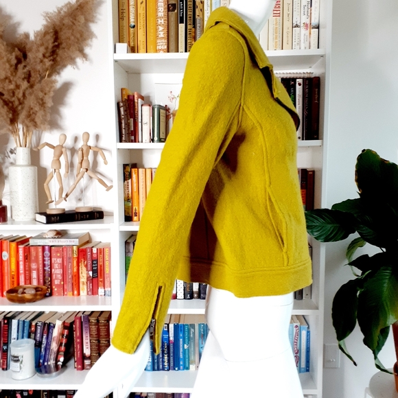 Tahari Wool Moto Style Rich Yellow Small Jacket P1068 - Picture 2 of 10